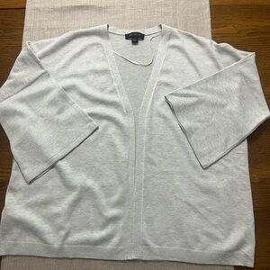Ann Taylor Gray Open Front Cardigan L